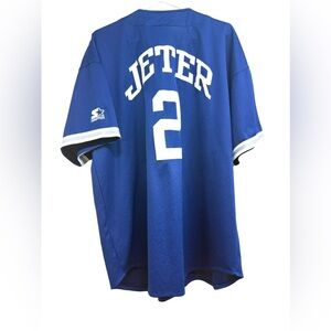 STARTER Blue 'JETER' #2 Baseball Yankees Jersey with White Accents